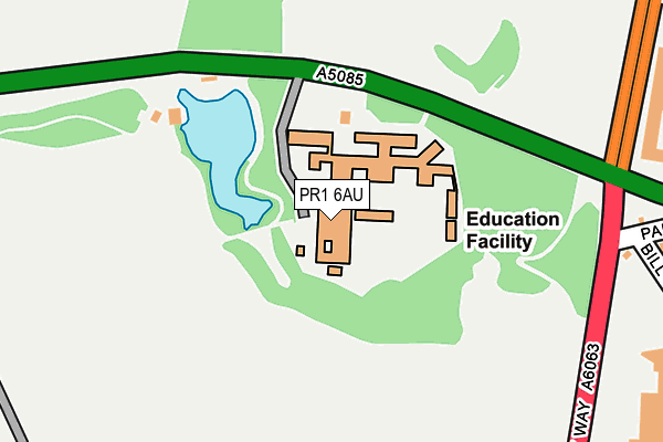 PR1 6AU map - OS OpenMap – Local (Ordnance Survey)