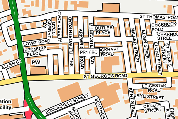 PR1 6BQ map - OS OpenMap – Local (Ordnance Survey)