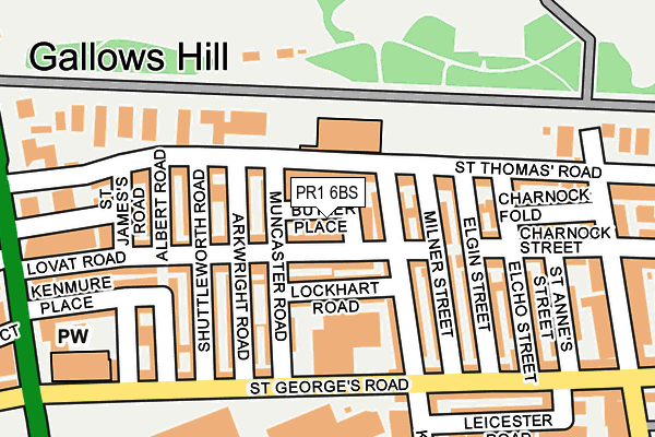 PR1 6BS map - OS OpenMap – Local (Ordnance Survey)