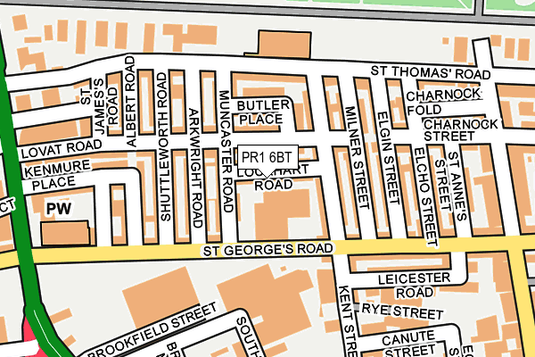 PR1 6BT map - OS OpenMap – Local (Ordnance Survey)