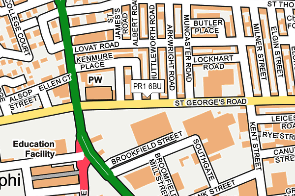 PR1 6BU map - OS OpenMap – Local (Ordnance Survey)