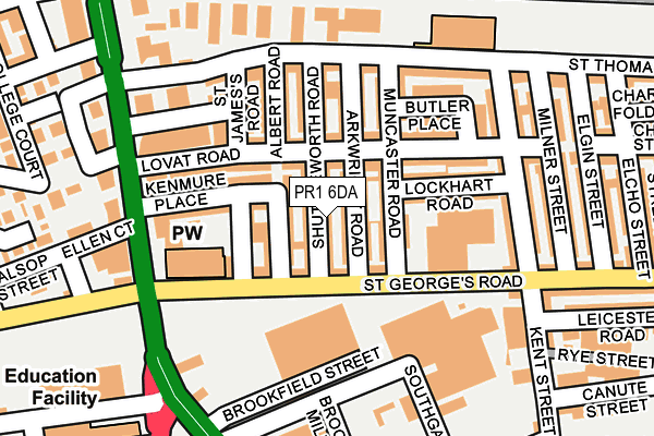 PR1 6DA map - OS OpenMap – Local (Ordnance Survey)