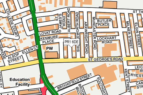 PR1 6DE map - OS OpenMap – Local (Ordnance Survey)