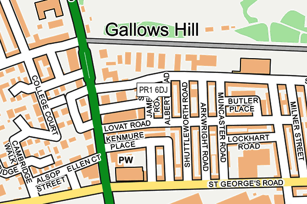 PR1 6DJ map - OS OpenMap – Local (Ordnance Survey)