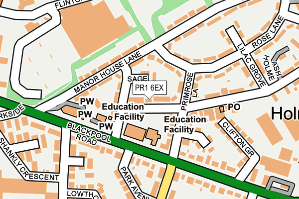 PR1 6EX map - OS OpenMap – Local (Ordnance Survey)