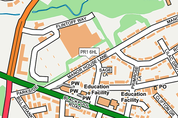 PR1 6HL map - OS OpenMap – Local (Ordnance Survey)