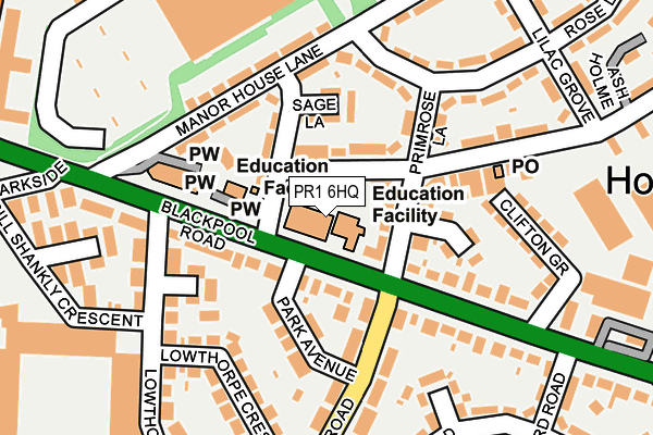 PR1 6HQ map - OS OpenMap – Local (Ordnance Survey)