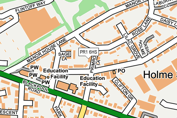 PR1 6HS map - OS OpenMap – Local (Ordnance Survey)