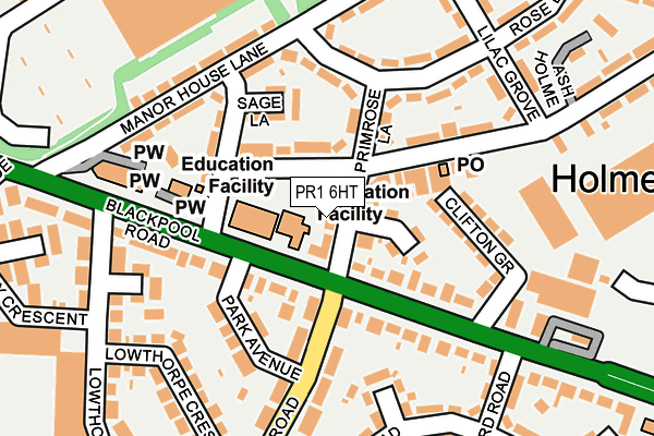 PR1 6HT map - OS OpenMap – Local (Ordnance Survey)