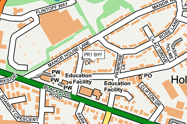 PR1 6HY map - OS OpenMap – Local (Ordnance Survey)