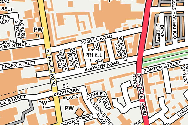 PR1 6JU map - OS OpenMap – Local (Ordnance Survey)