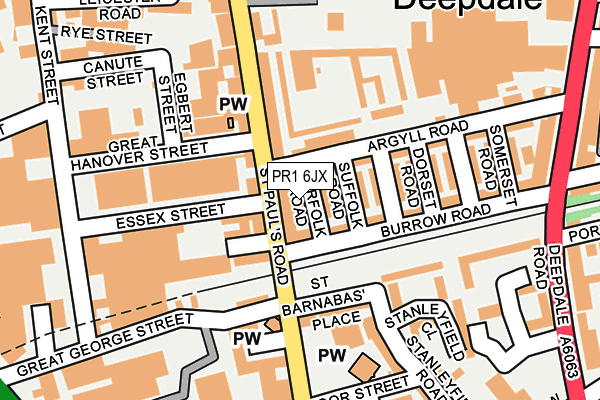 PR1 6JX map - OS OpenMap – Local (Ordnance Survey)