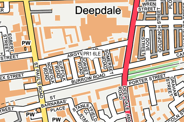 PR1 6LE map - OS OpenMap – Local (Ordnance Survey)