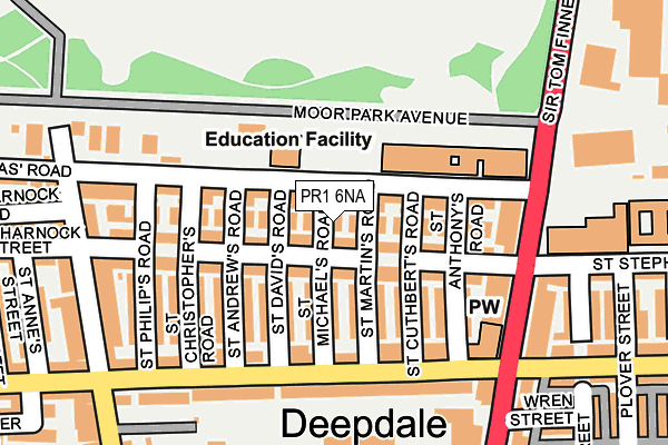 PR1 6NA map - OS OpenMap – Local (Ordnance Survey)