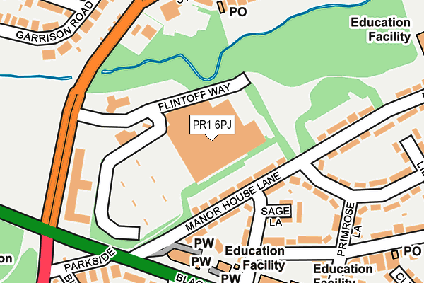 PR1 6PJ map - OS OpenMap – Local (Ordnance Survey)