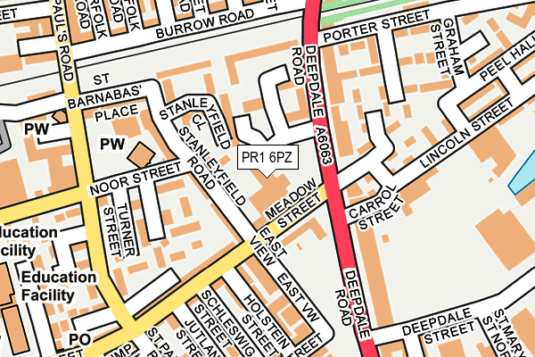PR1 6PZ map - OS OpenMap – Local (Ordnance Survey)