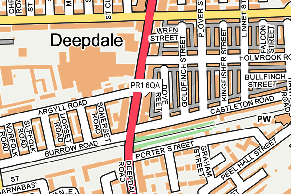 PR1 6QA map - OS OpenMap – Local (Ordnance Survey)