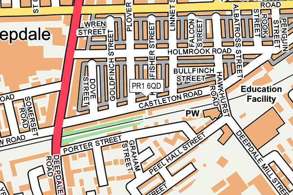 PR1 6QD map - OS OpenMap – Local (Ordnance Survey)