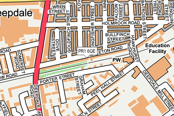 PR1 6QE map - OS OpenMap – Local (Ordnance Survey)