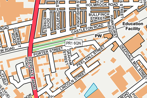 PR1 6QN map - OS OpenMap – Local (Ordnance Survey)