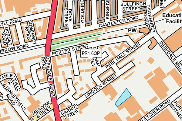 PR1 6QP map - OS OpenMap – Local (Ordnance Survey)