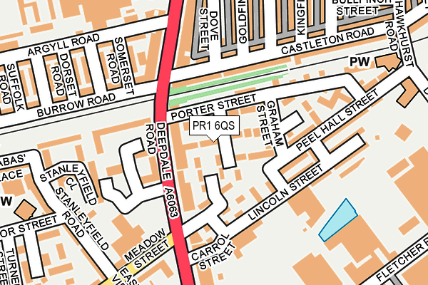 PR1 6QS map - OS OpenMap – Local (Ordnance Survey)