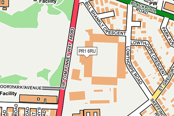 PR1 6RU map - OS OpenMap – Local (Ordnance Survey)