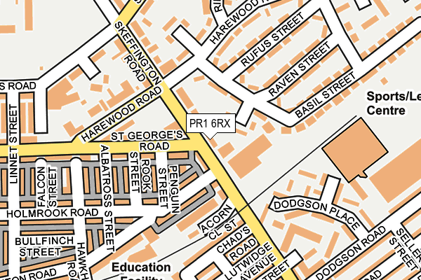 PR1 6RX map - OS OpenMap – Local (Ordnance Survey)