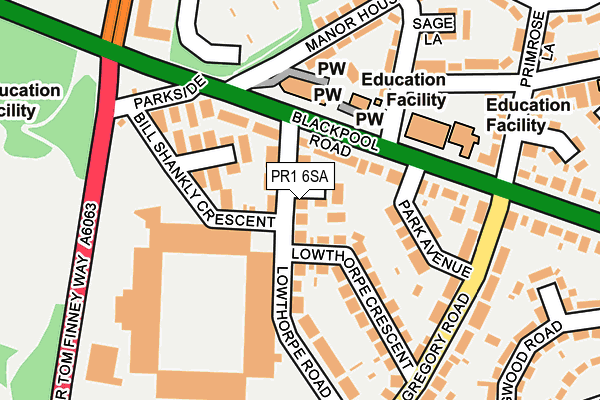 PR1 6SA map - OS OpenMap – Local (Ordnance Survey)