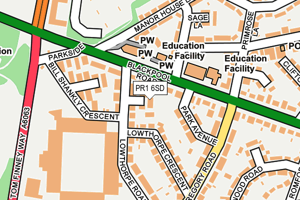 PR1 6SD map - OS OpenMap – Local (Ordnance Survey)