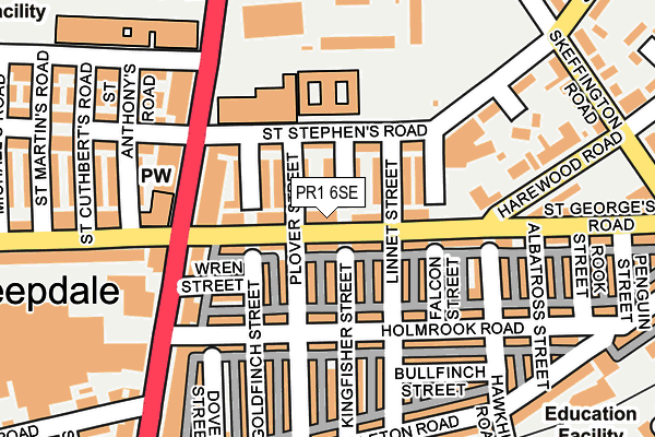 PR1 6SE map - OS OpenMap – Local (Ordnance Survey)