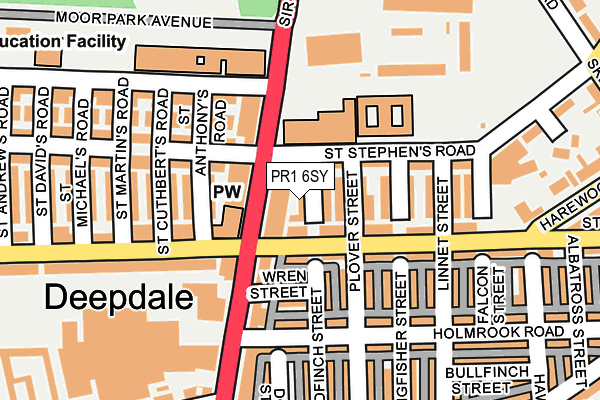 PR1 6SY map - OS OpenMap – Local (Ordnance Survey)