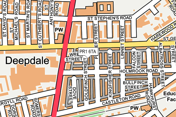 PR1 6TA map - OS OpenMap – Local (Ordnance Survey)