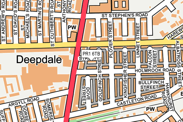 PR1 6TB map - OS OpenMap – Local (Ordnance Survey)