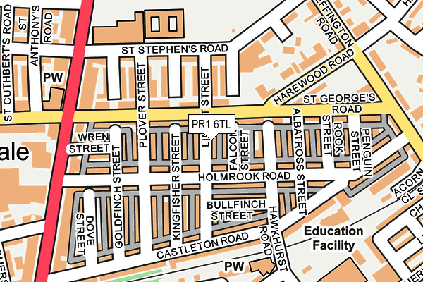 PR1 6TL map - OS OpenMap – Local (Ordnance Survey)