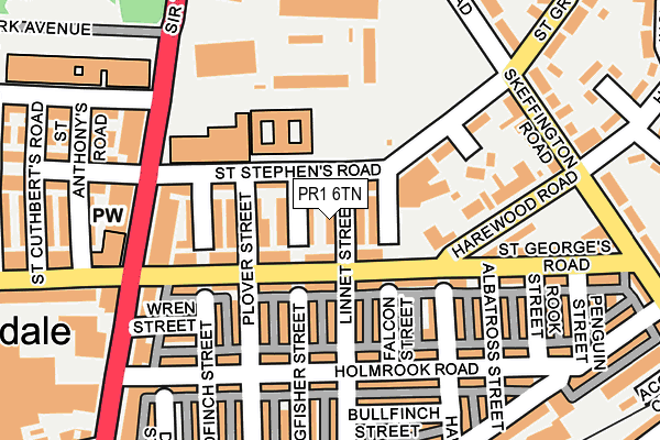 PR1 6TN map - OS OpenMap – Local (Ordnance Survey)