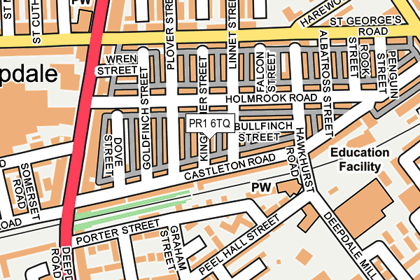 PR1 6TQ map - OS OpenMap – Local (Ordnance Survey)