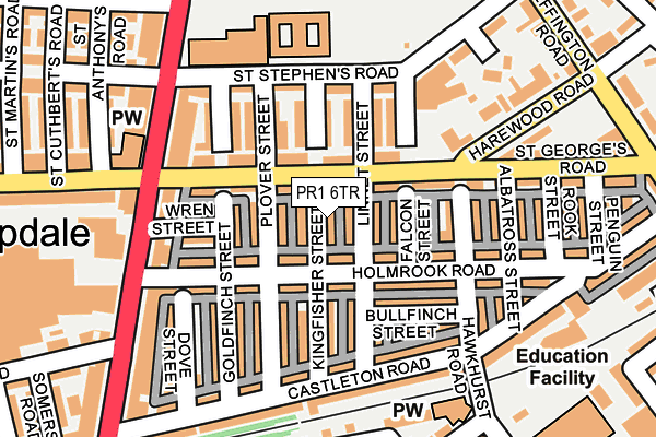 PR1 6TR map - OS OpenMap – Local (Ordnance Survey)