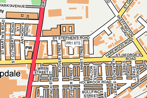 PR1 6TS map - OS OpenMap – Local (Ordnance Survey)