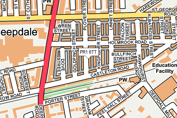 PR1 6TT map - OS OpenMap – Local (Ordnance Survey)