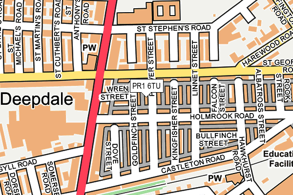 PR1 6TU map - OS OpenMap – Local (Ordnance Survey)