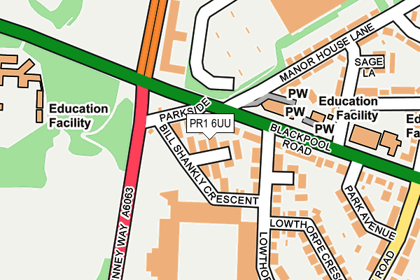 PR1 6UU map - OS OpenMap – Local (Ordnance Survey)