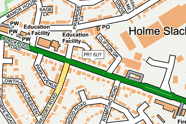 PR1 6UY map - OS OpenMap – Local (Ordnance Survey)