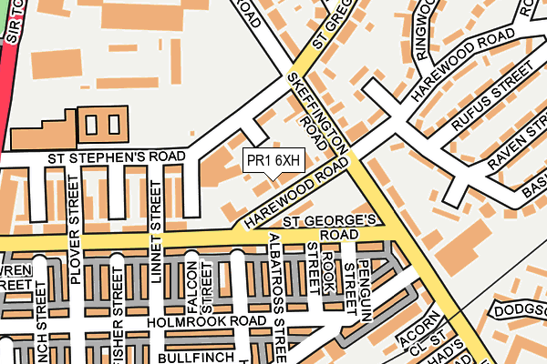 PR1 6XH map - OS OpenMap – Local (Ordnance Survey)