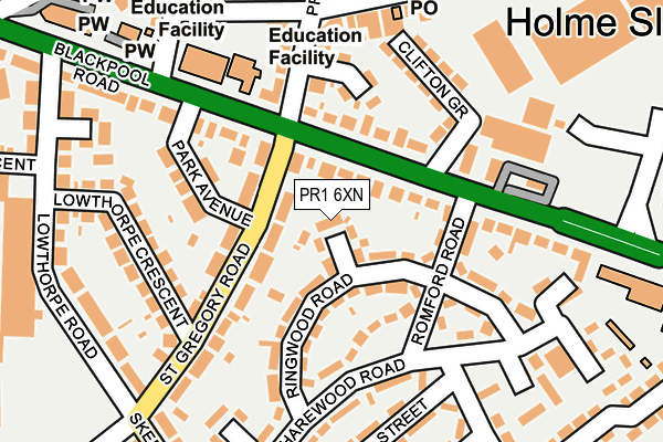 PR1 6XN map - OS OpenMap – Local (Ordnance Survey)