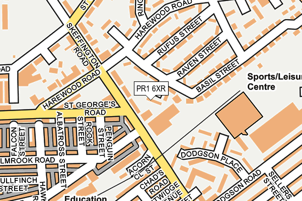 PR1 6XR map - OS OpenMap – Local (Ordnance Survey)