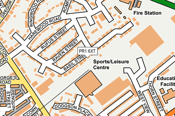 PR1 6XT map - OS OpenMap – Local (Ordnance Survey)