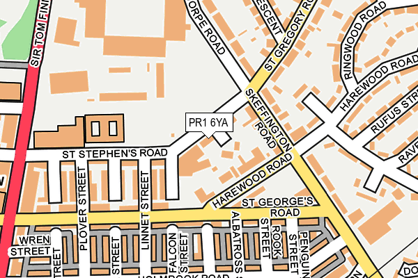 PR1 6YA map - OS OpenMap – Local (Ordnance Survey)
