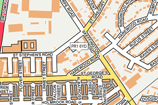 PR1 6YD map - OS OpenMap – Local (Ordnance Survey)