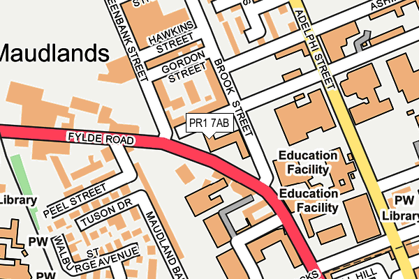 PR1 7AB map - OS OpenMap – Local (Ordnance Survey)